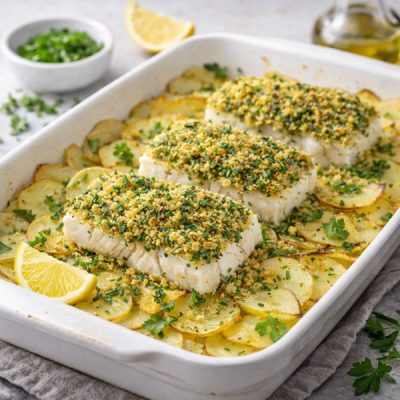 Tranci-di-Baccalà-al-forno-con-crosta-di-erbe-e-patate